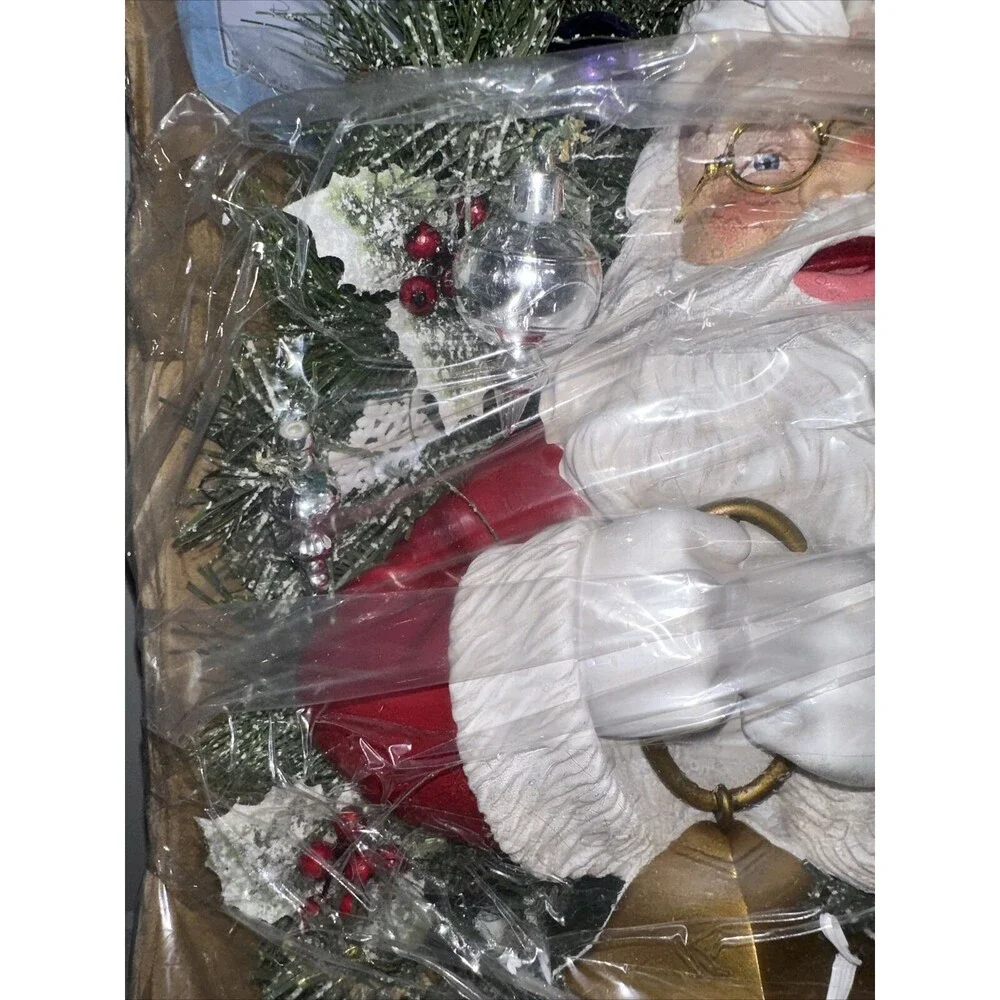 Thomas Kinkade A Most Enchanted Christmas Illuminated Santa Wreath 24''